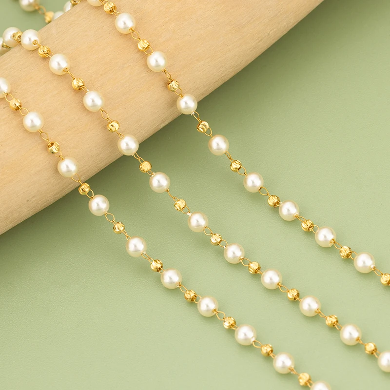 assoonas, 1m/Stück, C459, Kette, Edelstahl, Kunststoffperle, handgefertigt, Dekorationszubehör, DIY Armband Halskette, Schmuckherstellung – Detail 1
