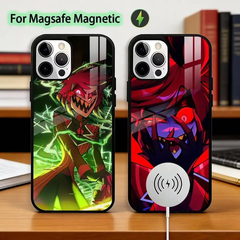 

H-HazbinS H-Hotels AlastorS Phone Case For iPhone17,16,15,14,13,12,11 Plus,Pro Magnetic For Magsafe Wireless Charging