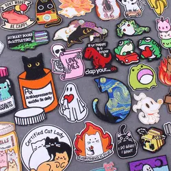 Geborduurde Patch Cartoon Patches Op Kleding Diy Leuke Dingen Kleding Strepen Ghost Iron Op Patches Voor Kleding Stickers Decor