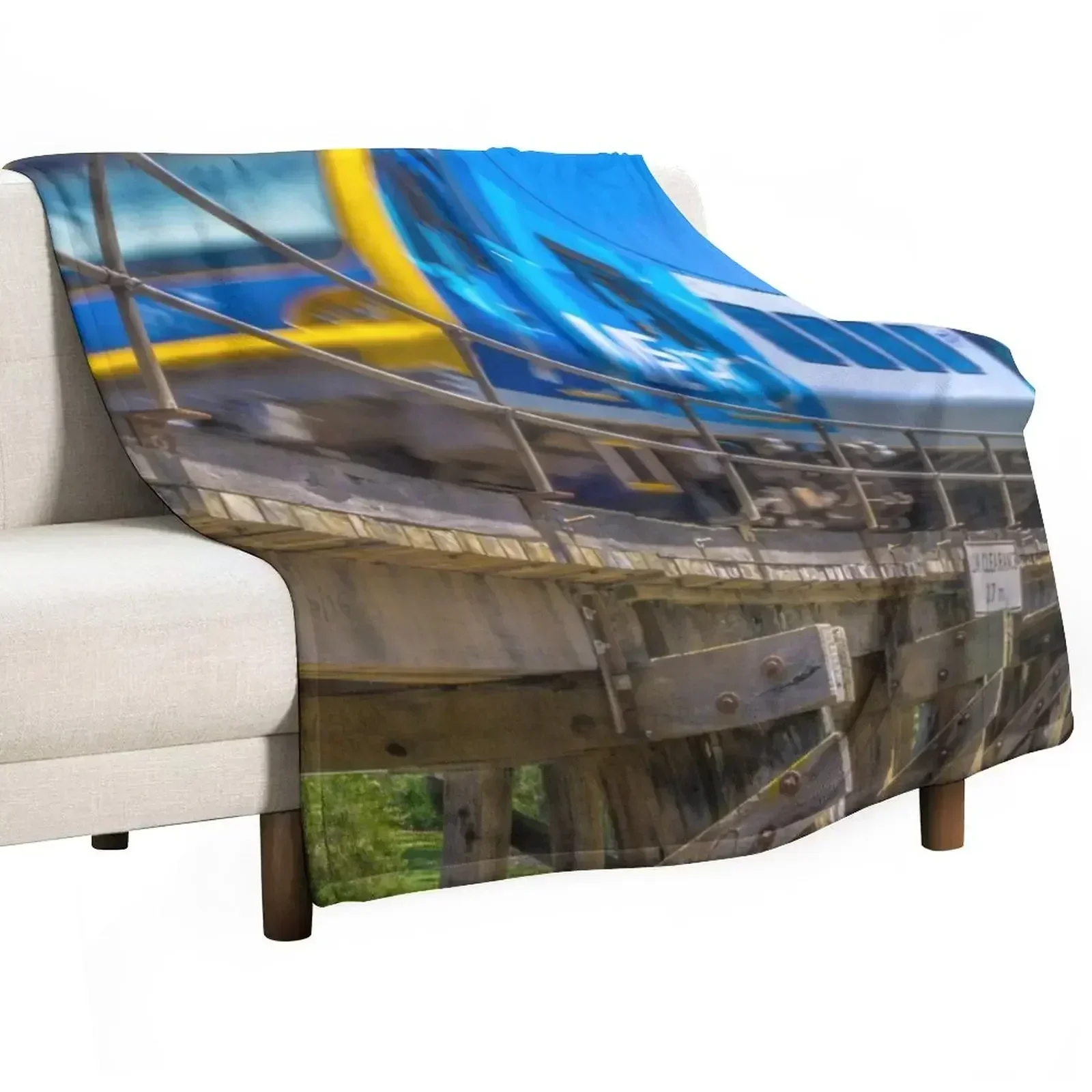 Melbourne Metro Train on Trestle Bridge - Eltham, Victoria Throw Blanket Large Soft Big Blankets