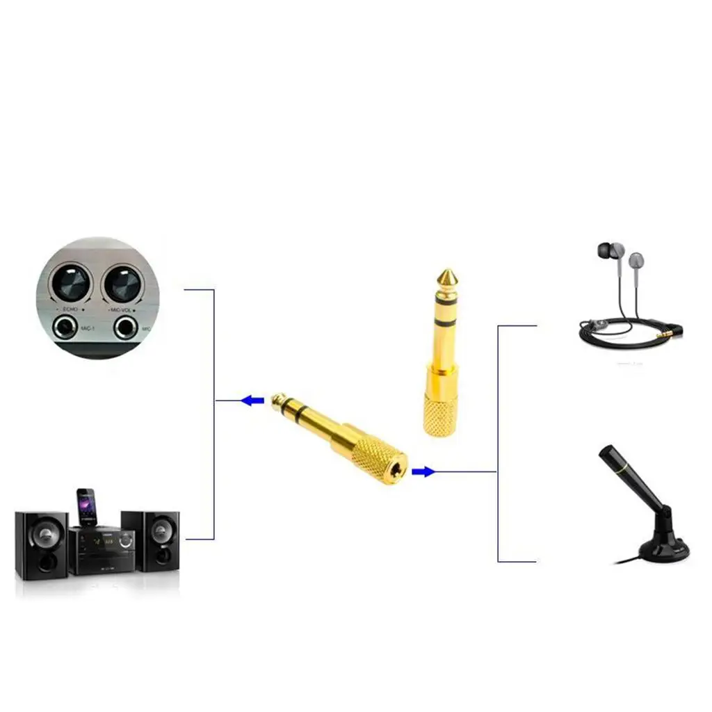 Headphone Jack Audio Adapter 6.35mm Male to 3.5mm Female Zinc Alloy Gold-plated for Amplifier Connection
