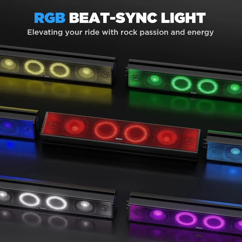 Barra de sonido UTV de 25 pulgadas, barra de sonido ATV Bluetooth con iluminación RGB, amplificada Powersports SXS, resistente al agua