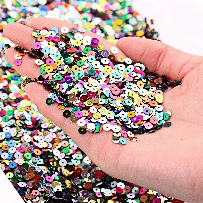 4/5/6 mm Round Medium Hole PVC Sequins, DIY Hand Stitched Embroidered Loose Bead Sequins