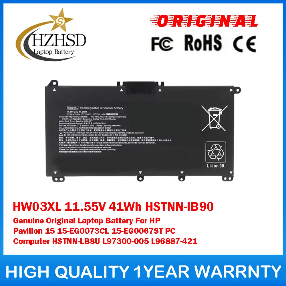 

HW03XL 11.55V 41Wh HSTNN-IB90 Genuine Original Laptop Battery For HP Pavilion 15 15-EG0073CL 15-EG0067ST PC Computer HSTNN-LB8U