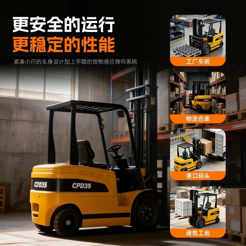 2T 3m Lithium Battery 4-Wheel Electric Forklift Counterbalanced Lift Truck for Warehouse Cargo Material Handling Pro