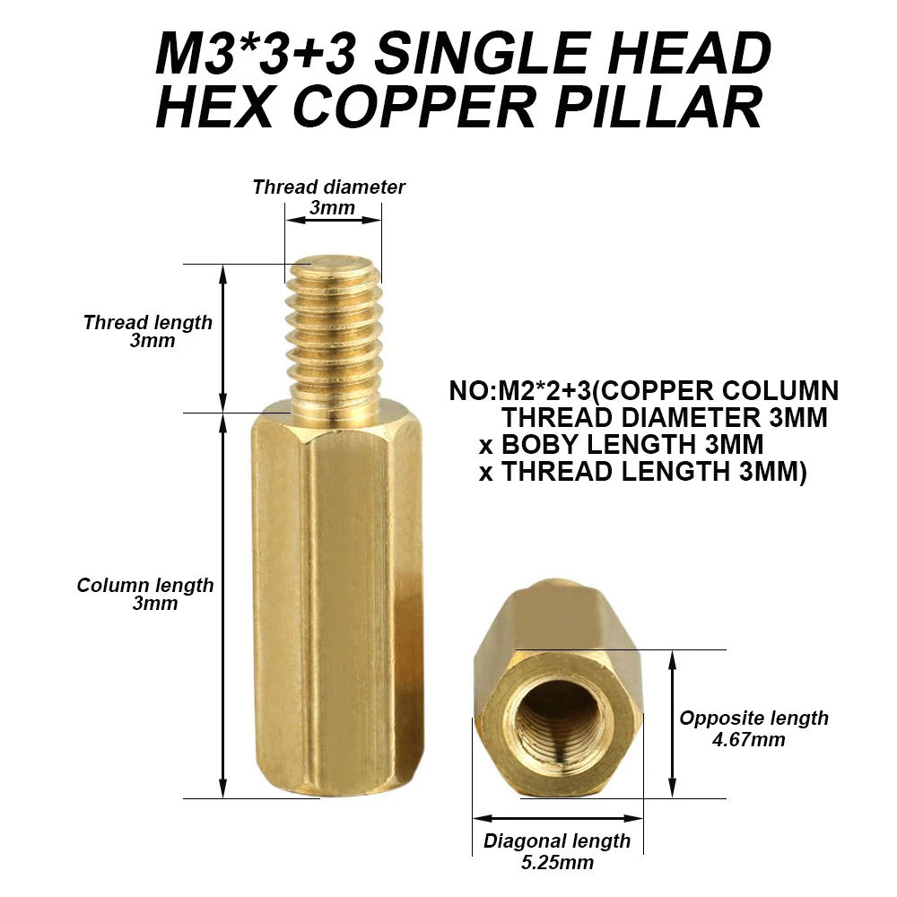 Vite a colonna in ottone vite esagonale in rame a testa singola M3 guarnizione della colonna della scheda principale vite esagonale della colonna di isolamento della scheda PCB