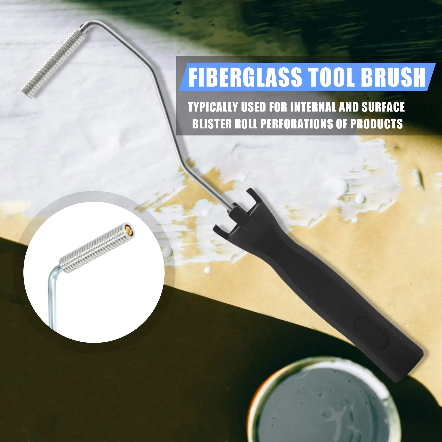 A33Z-3Pcs Fiberglass Roller Kit Bubble Paddle Tool Laminating Roller Kit For FRP Mould