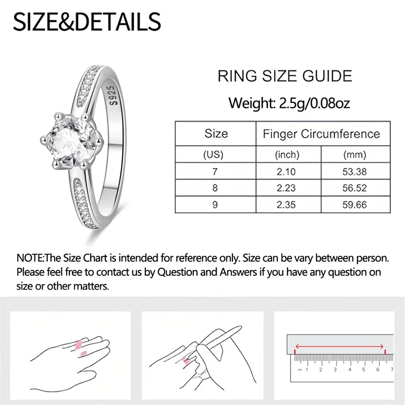 Women's Simple Design 925 Sterling Silver Engagement Ring