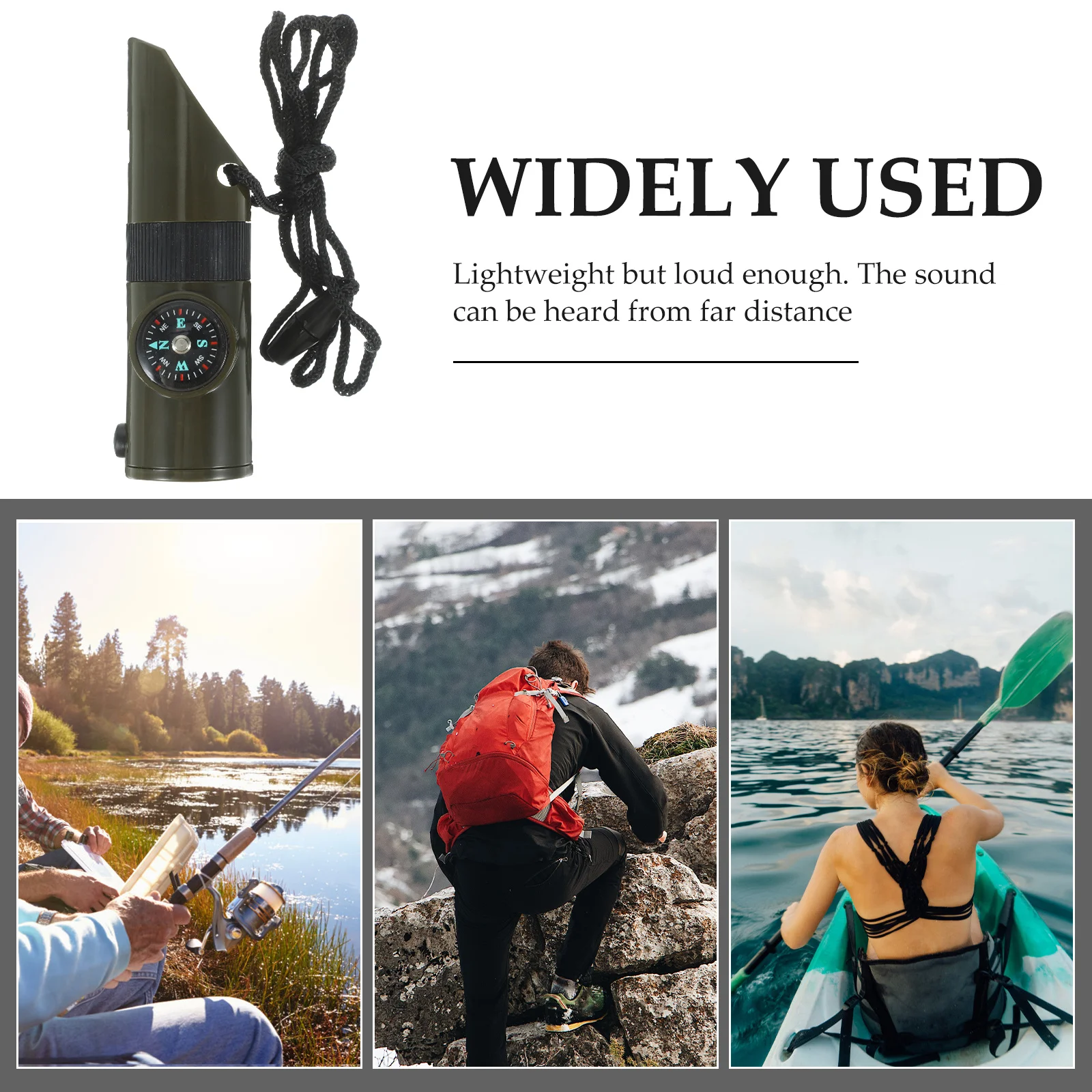 2Pcs Multi-Functional Survival Whistles Compass Thermometer LED Light Magnifier Emergency Camping Hiking Outdoor Tools