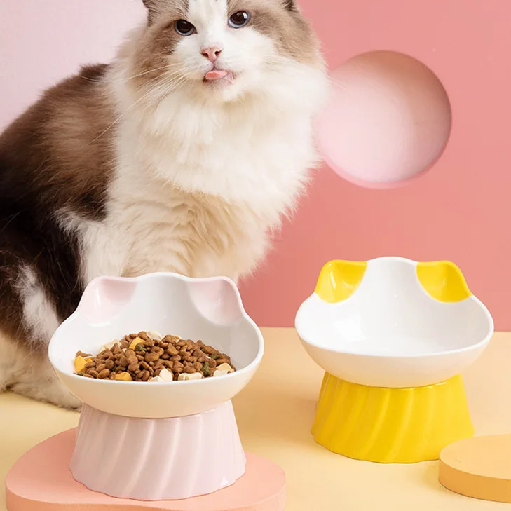 

Cat Bowl Ceramic Pet Food Bowl Basin Dog Cats Supplies