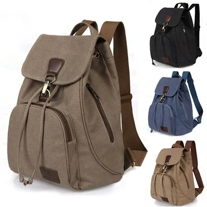 

Canvas Backpack Female Vintage Pure Cotton Travel Bag Fashion Drawstring Laptop School Bags Shoulder Bag For Teenage Girls