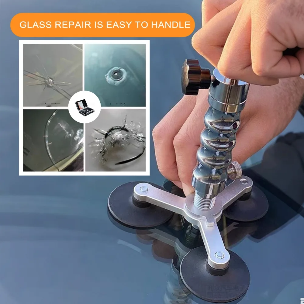 Multifunctional Car Windshield Repair Tool, Auto Glass Crack Repair Kit, Stainless Steel Vacuum Pump Glue Injector forWindscreen