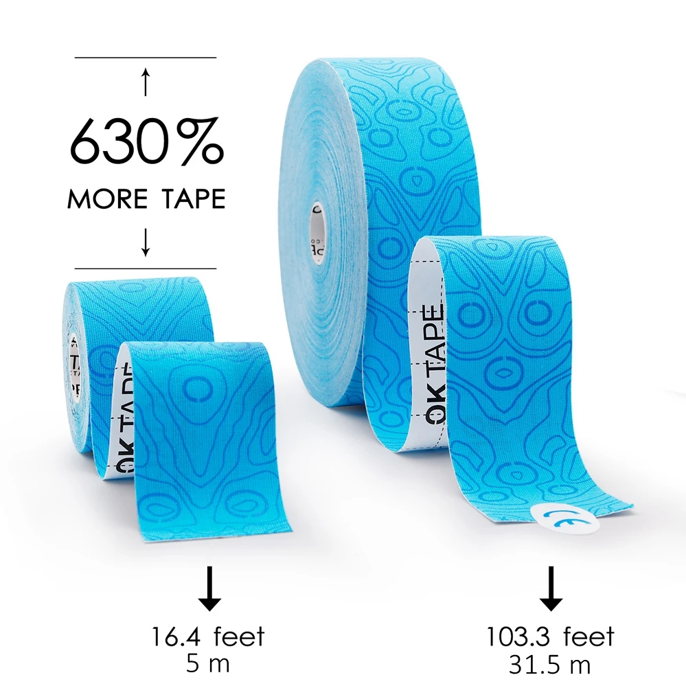 OK TAPE PRO Bulk cinta de kinesiología, cinta terapéutica elástica Original sin látex, Corte libre impreso, alivio del dolor en el gimnasio