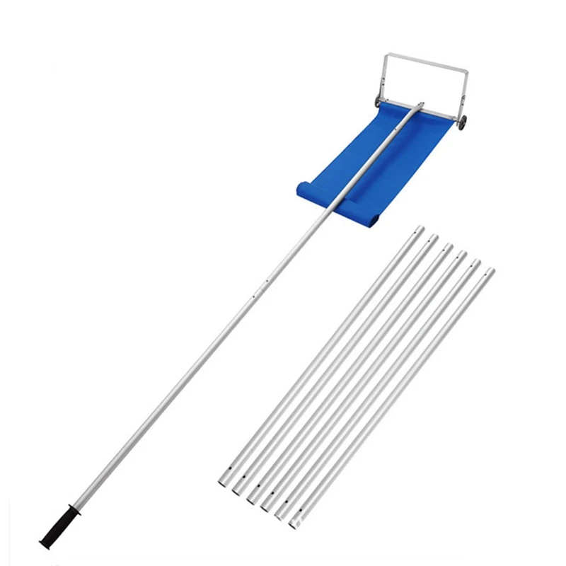 Adjustable Handle Roof Snow Shovel 6.1-Meter Lightweight Wheeled Roof Snow Rake with Oxford Cloth Snow Scraper
