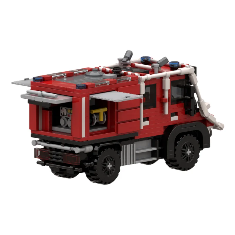 Modelo de camión de bomberos MOC, juego de juguetes de bloques de construcción de partículas pequeñas (448 piezas), adecuado para todos los entusiastas de montar como adornos