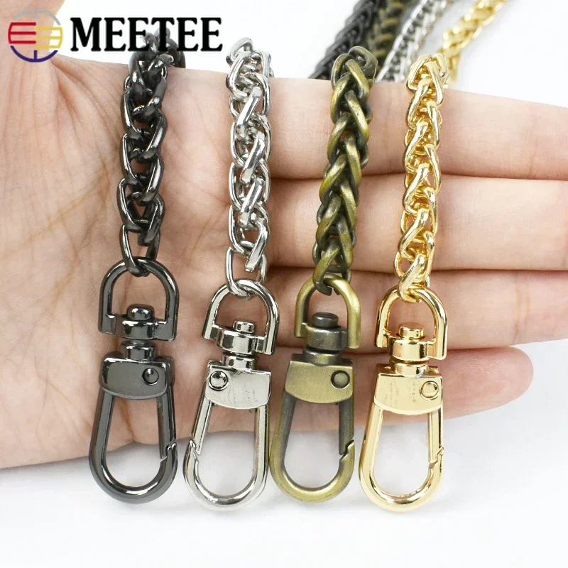 Meetee 7mm Width 50-130cm Metal Chain Straps Purse Bag Chains Handbag Replacement Crossbody Strap Parts Hardware Accessories