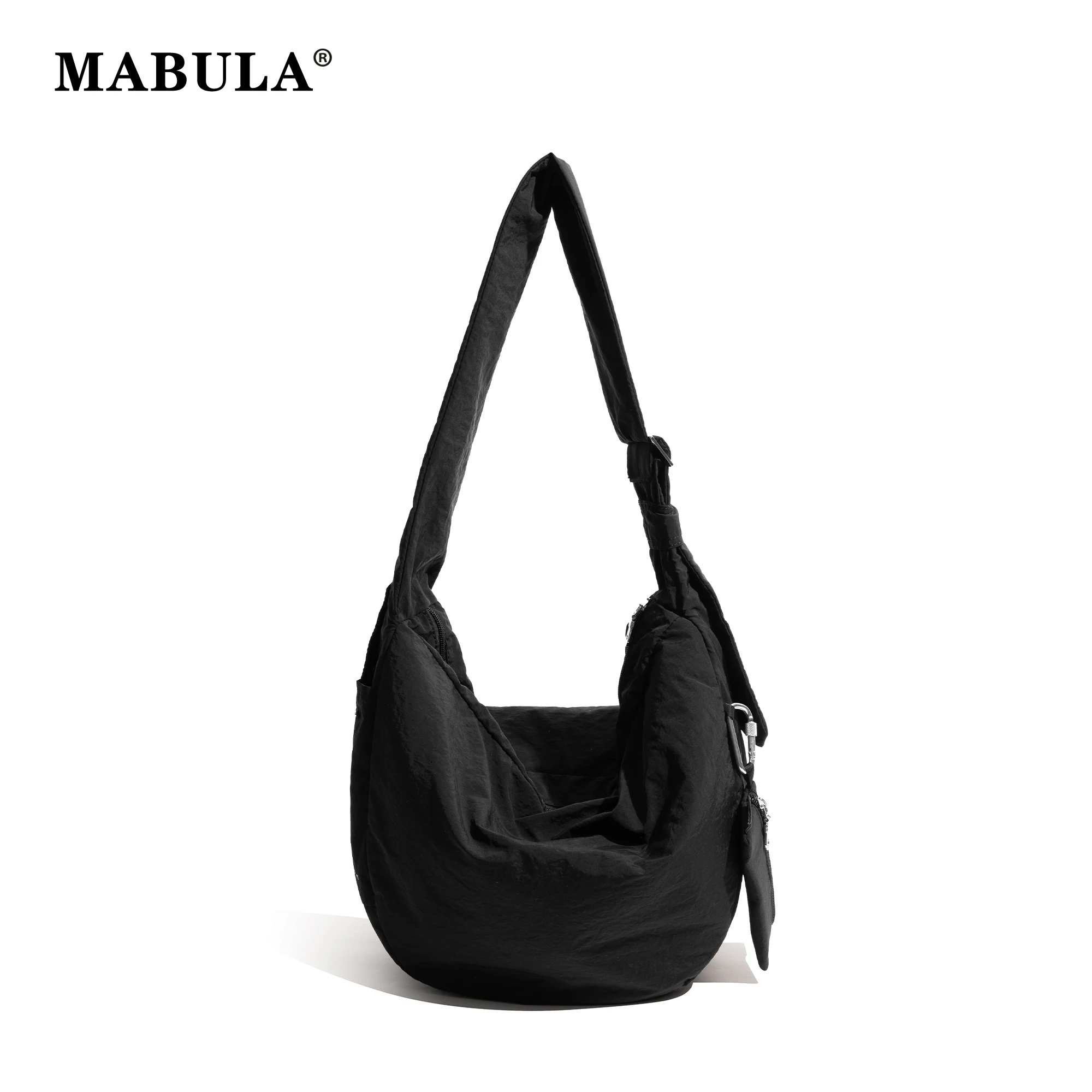 MABULA borsa a tracolla Hobo in Nylon tinta unita semplice Casual nera per studio di lavoro borsa a tracolla moda donna