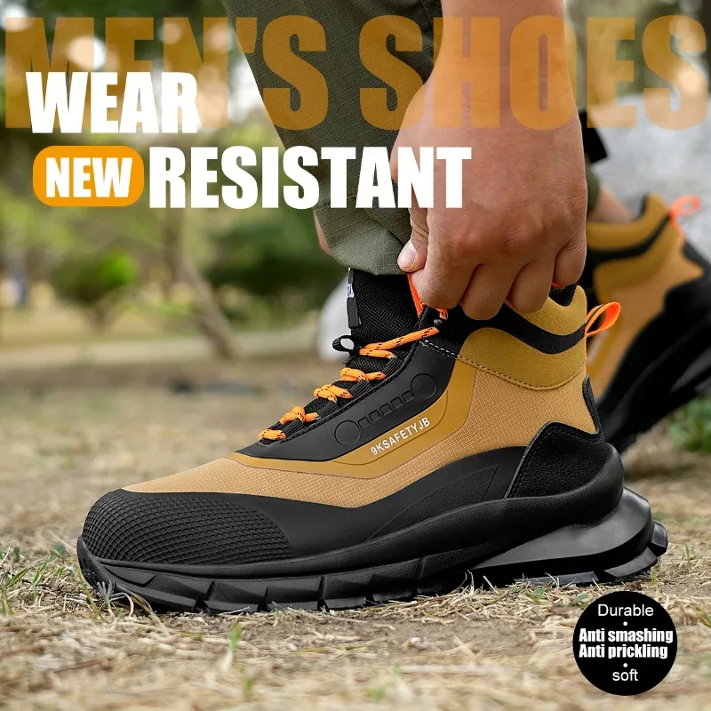 New Fashion 2024 Lightweight Work Boots Indestructible Safety Shoes Men Steel Cap Puncture-Proof Sneakers Male Footwear