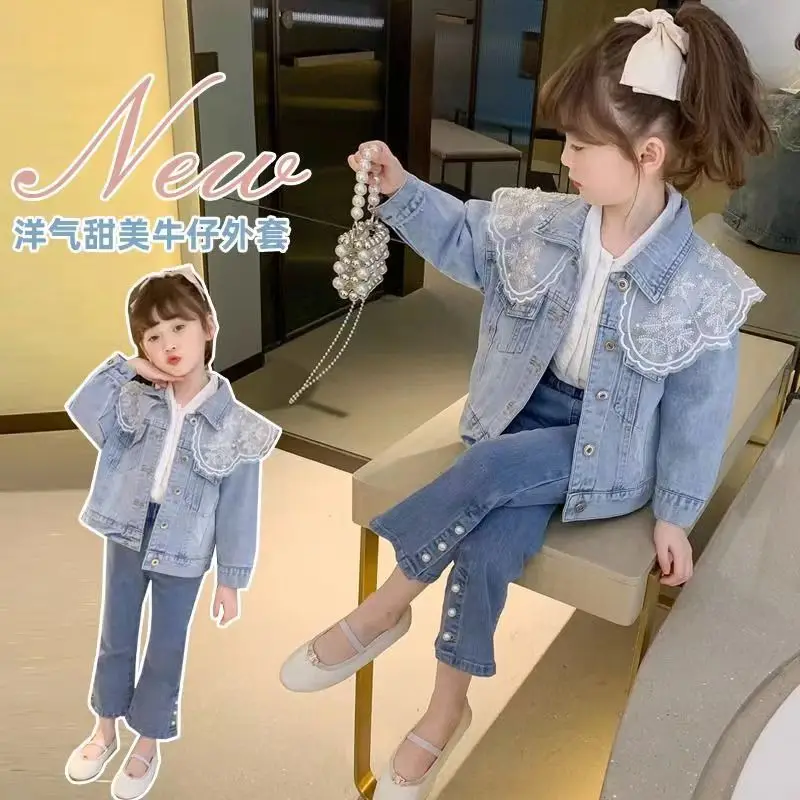 

Kids Girls Jean Jacket Spring And Autumn 2023 New Clothing Children's Top Korean Casual little Girls Clothes