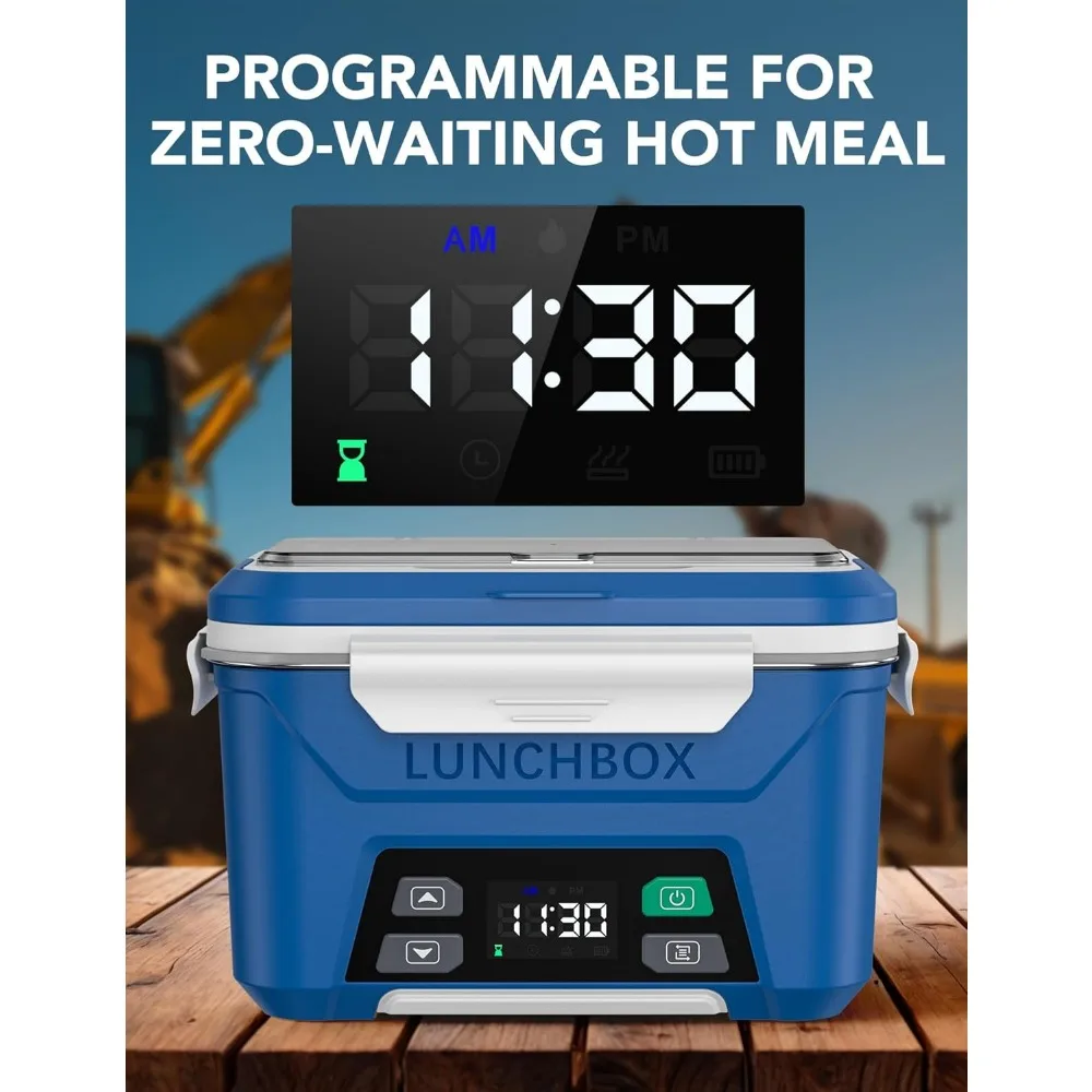 Cordless Electric Lunch Box with Auto Heat, 5.5 Cup Capacity, Removable Divider for Portable Food Warming