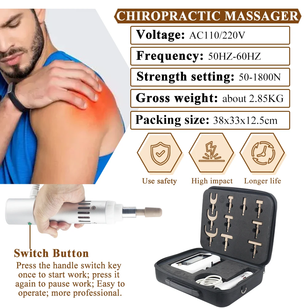 ไคโรแพรคติกนวดปืนเครื่องมือปรับ 1800N Power Therapy กระดูกสันหลังและเอวนวดหน้าจอสัมผัสนวด 2025 ล่าสุดรุ่น