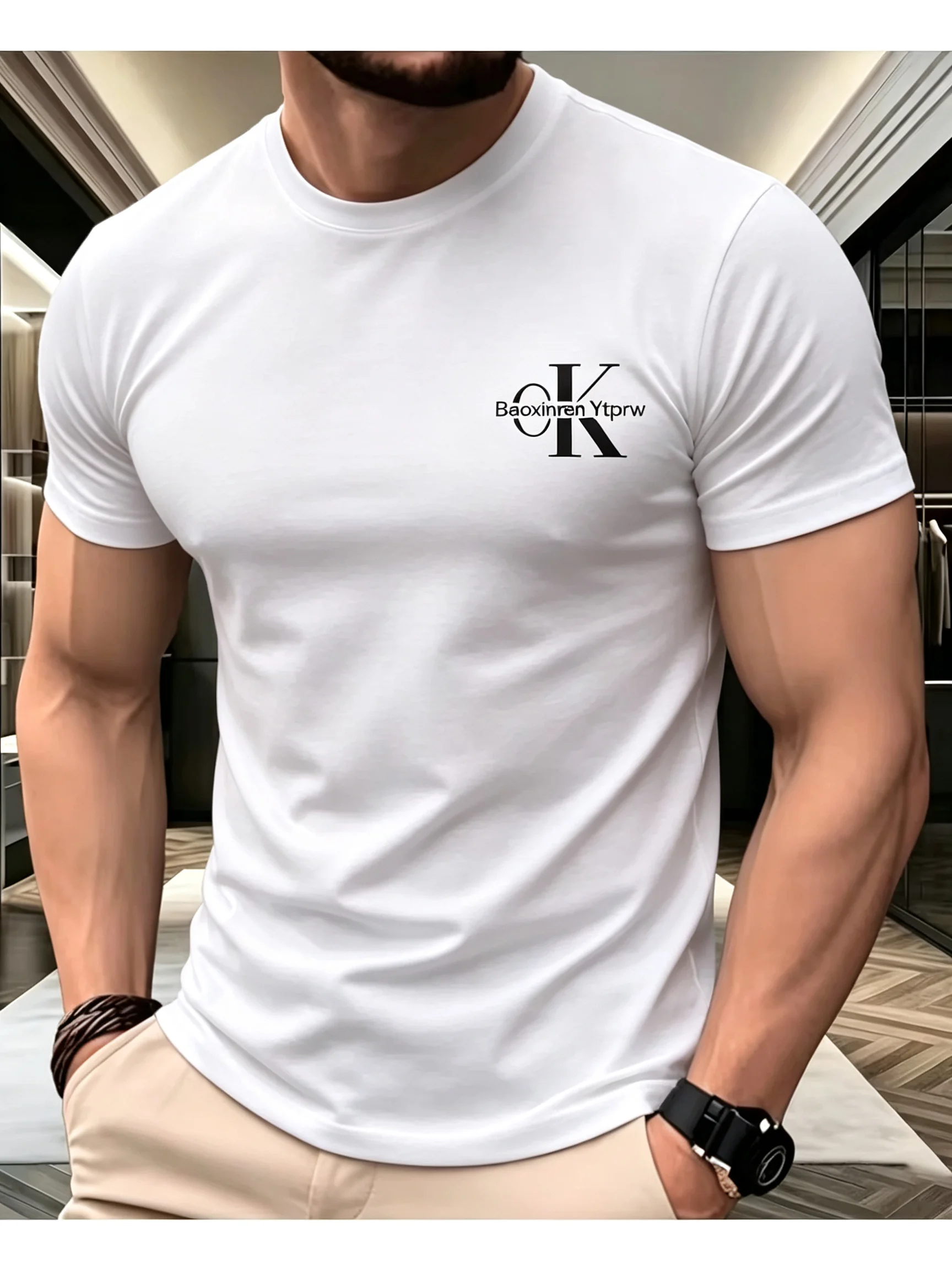 2026 New Family Matching Unisex Oversized T Shirt Minimal Intertwined Letter Chest Graphic Streetwear Loose Cotton Tee