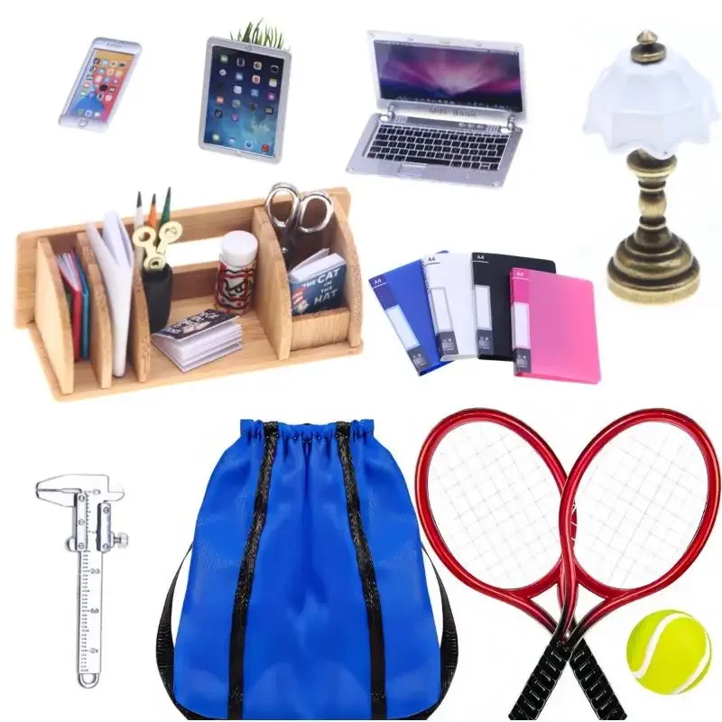 Estantería de escritorio en miniatura para casa de muñecas, estante de papelería, decoración de modelo para el hogar, estante de almacenamiento de escena de estar, accesorios para casa de muñecas, 1 Juego