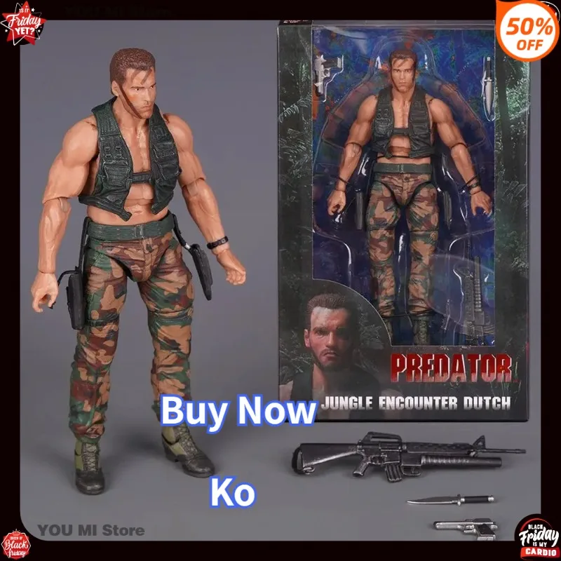 

New Ko Neca Predator Jungle Extraction Dutch Action Figure Schwarzenegger Figurine Statue Model Desktop Decoration 17cm Toy Gift