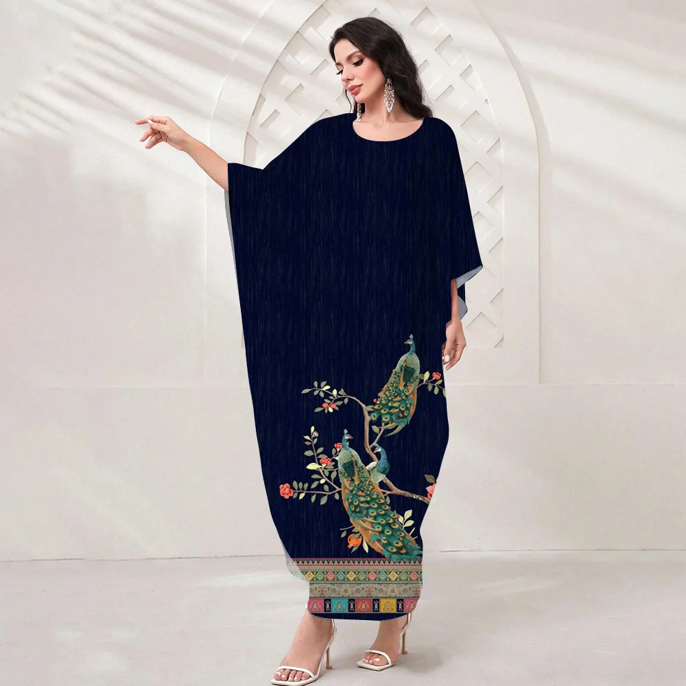 Islamic Muslim Abayas Loose Maxi Dresses Women Muslim Dress Full Sleeve O-neck Casual Robe Comfy Milk Fiber Ramadan Dresses