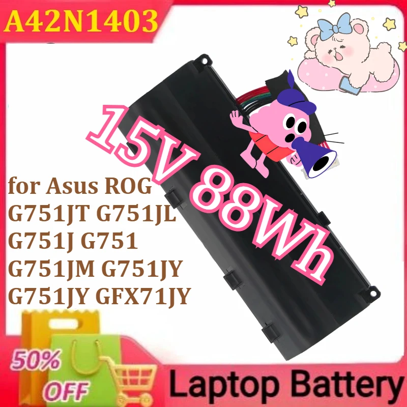 

A42N1403 для Asus ROG G751JT G751JL G751J G751 G751JM G751JY G751JY GFX71JY Аккумуляторы для ноутбуков 15 В 88 Втч