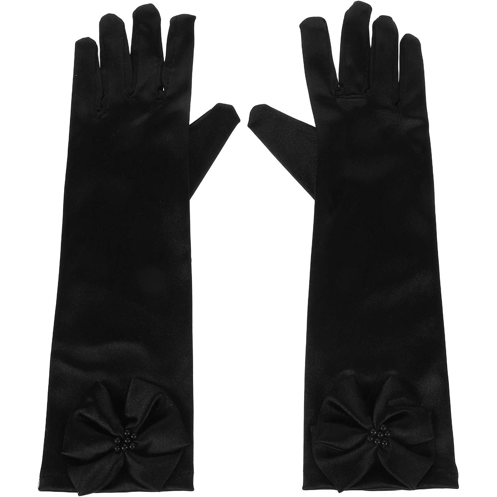 

1Pair Satin Long Dress Gloves Bowknot Elegant Design Formal Weddings Birthday Parties Tea Party Accessories