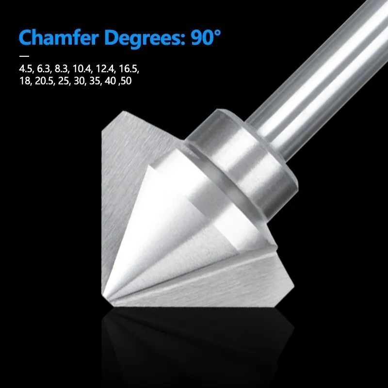 CMCP 90องศา Chamfering Cutter 4.5-50มม.Mata Bor 3ขลุ่ยเหล็กความเร็วสูงโลหะไม้เจาะรูเครื่องมือ