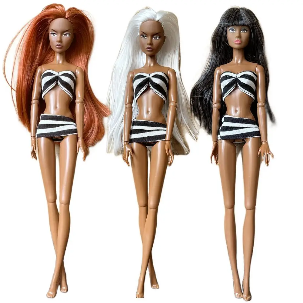 

Luly 1/6 Scale PP Doll Figure - High Quality Body Dark Brown Skin Tone Colorful Hair Fashion Supermodel Playing Doll Collectible