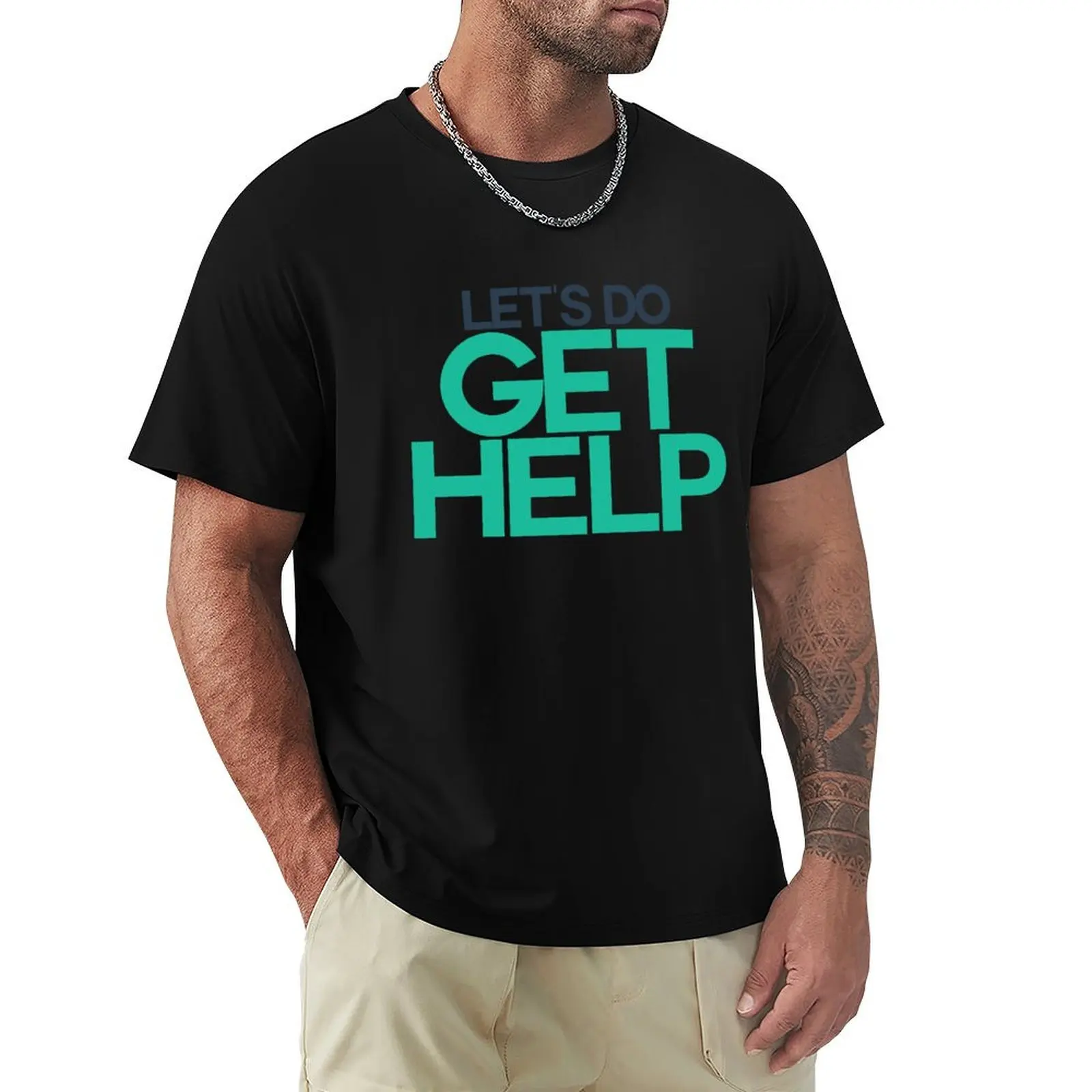 Get Help T-Shirt Casual All Match Tee Shirt for Men
