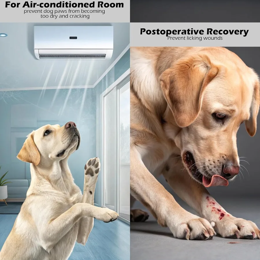 미끄럼 방지 강아지 양말 6개입, 발을 핥는 것을 방지하는 양면 강아지 부츠, 뜨거운 포장도로와 나무 바닥용 그립 포함