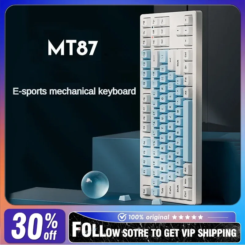 

EWEADN MT87/MT108 Keyboard Wireless Three Mode Mechanical Shaft Ergonomics Design Pc Business Office Gaming White Light Keyboard