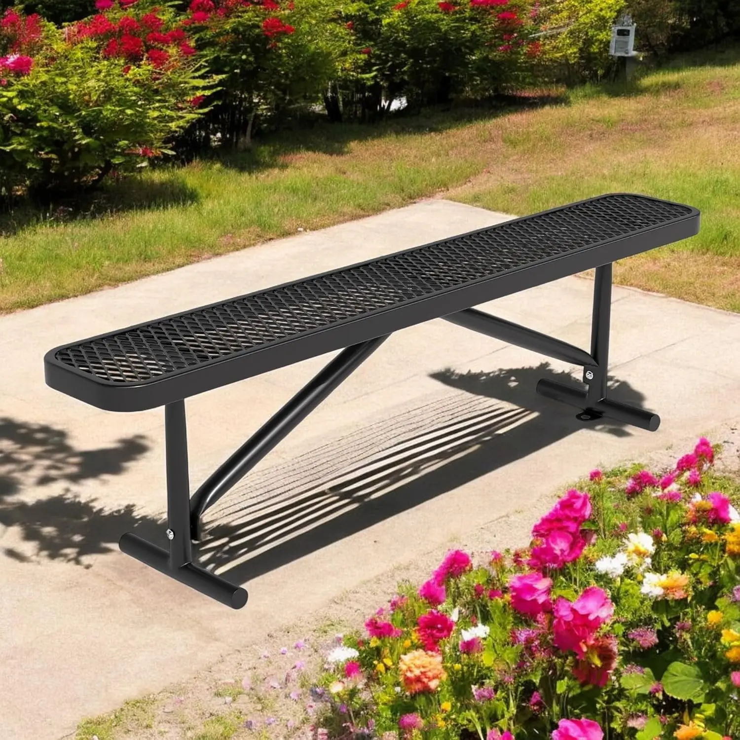 

6 FT Park Bench-Outdoor Steel Flat Bench,Metal Backless Benches for Outside, School Benches Commercial Heavy Duty, Customized
