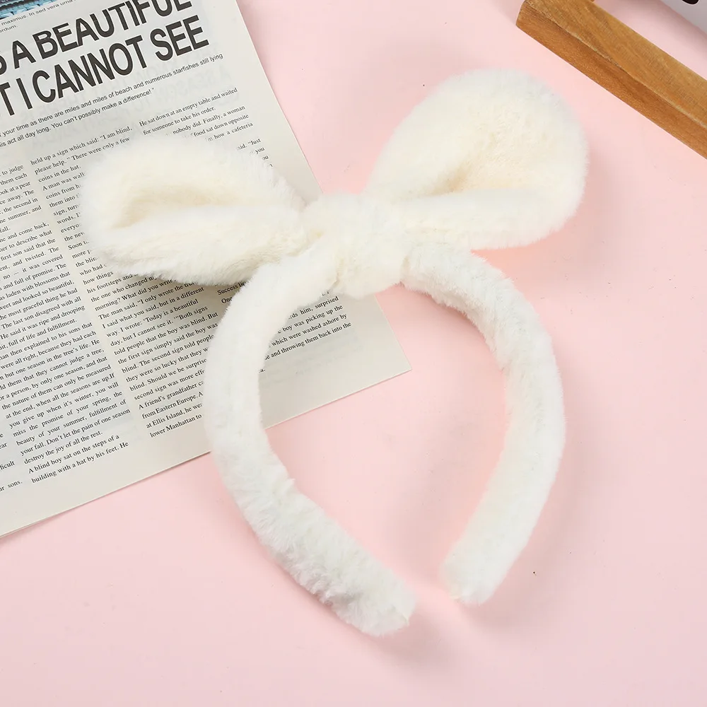 1 hair band cute large rabbit ears hair band for women 2024 autumn and winter new plush hair card for face washing