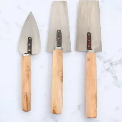 1Set Plasterer Trowel Tool Kit Stainless Steel Wooden Handle Professional Cement Bricklaying Gauging Putty Cutter Construction