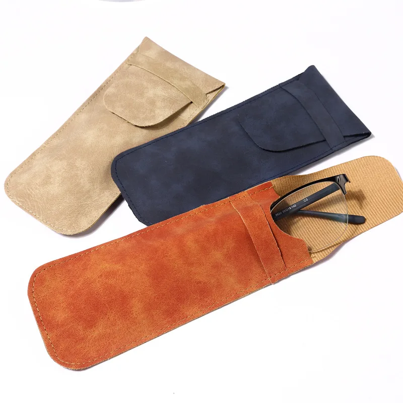 1pc Eyewear Cases Presbyopic Glasses Box Retro Imitation Leather Bag Glasses Case Simple Sunglasses Storage Pouch Sunglasses Bag