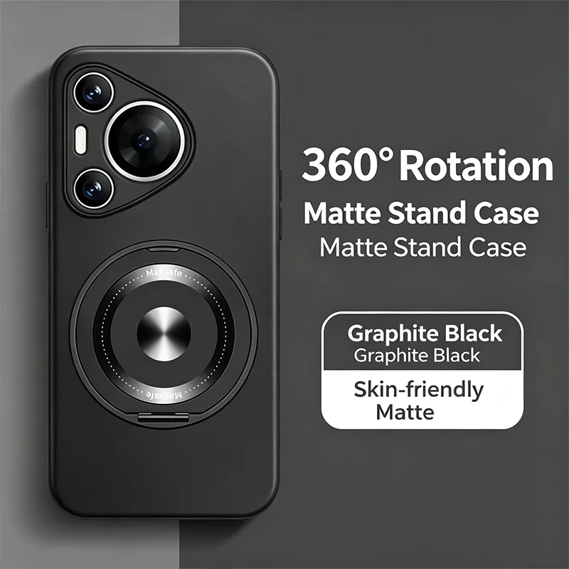 

360° Rotating Ring Stand Matte Case For Huawei Pura 70 70Pro 80Pro 80Ultra Shockproof Anti-Slip Soft TPU Bumper Protective Cover