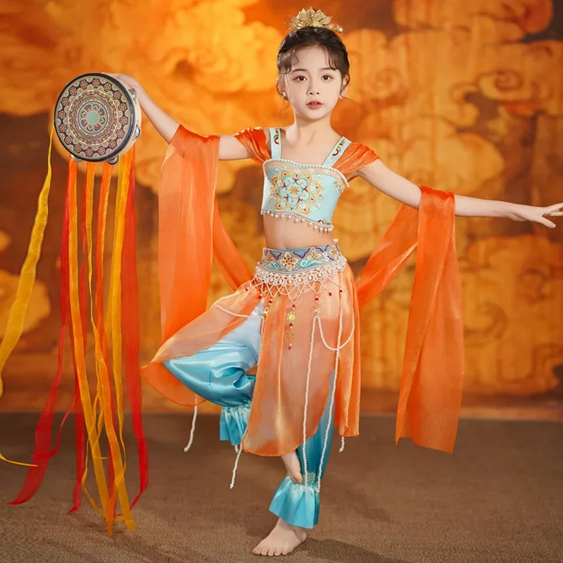 

2025Hanfu Chinese style classical exotic style ancient costume children Dunhuang dance girls performance costume