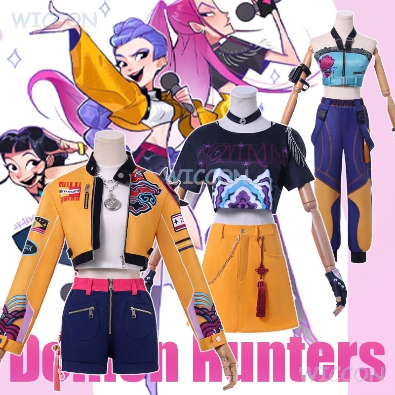 

Dunayskiy Rumi Zoey Superstar Mira Cosplay Costume Anime Kpop Demon Hunters Cosplay Full Set Girl Group Suit Women Hallowen Part
