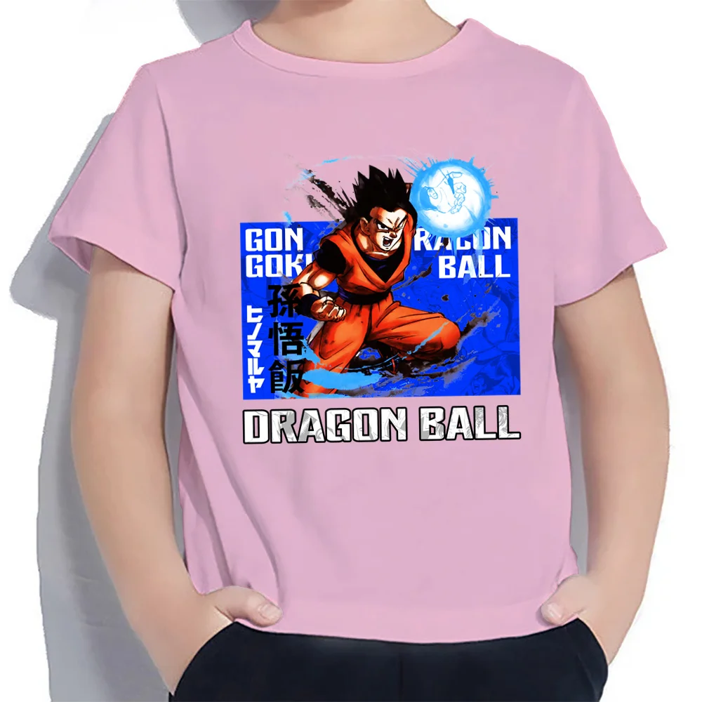 Children Clothes Harajuku Style Dragon Ball 2024 Kids Goku High Street Vegeta Anime Summer Leisure Boys Wear Fashion Gundam Baby