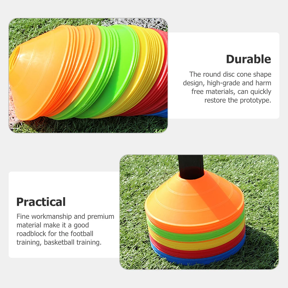

1 set Soccer Training Cones Yellow Green Red Blue Each 10 Plastic Discs Football Basketball Tennis Metal St Storage Rack