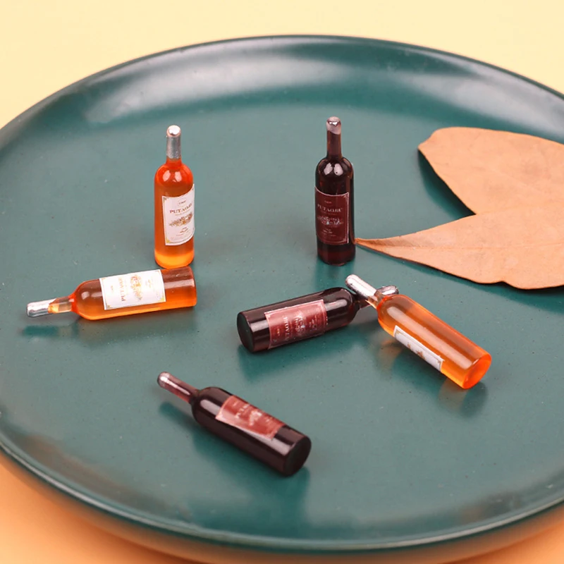 

10Pcs 1/12 Dollhouse Miniature Red Wine Bottles Model Dollhouse Kitchen Food Decoration Toys
