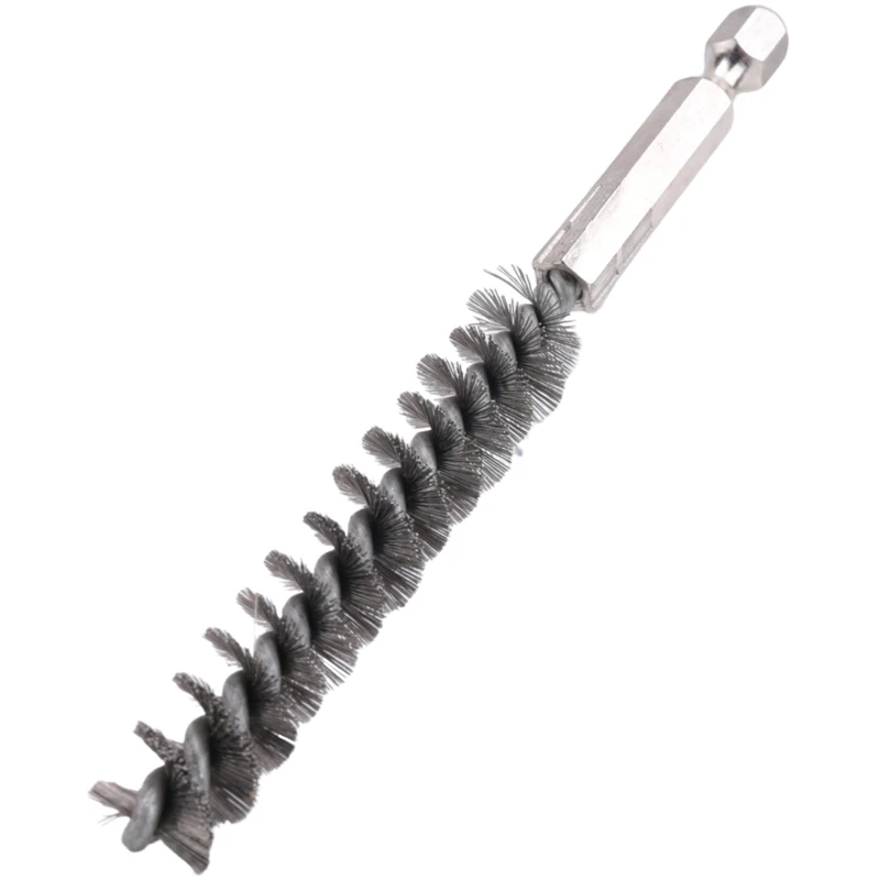 Stainless Steel Hole Brush Bristle Wire Brush Wire Brush Hex For Drill Cleaning (5 Pieces)
