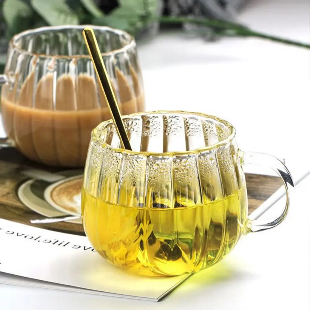 

Coffee Mug Glass Glass Mug Heat-Resistant with Handle Pumpkin Glass Cup Pumpkin Pattern Cute Shop