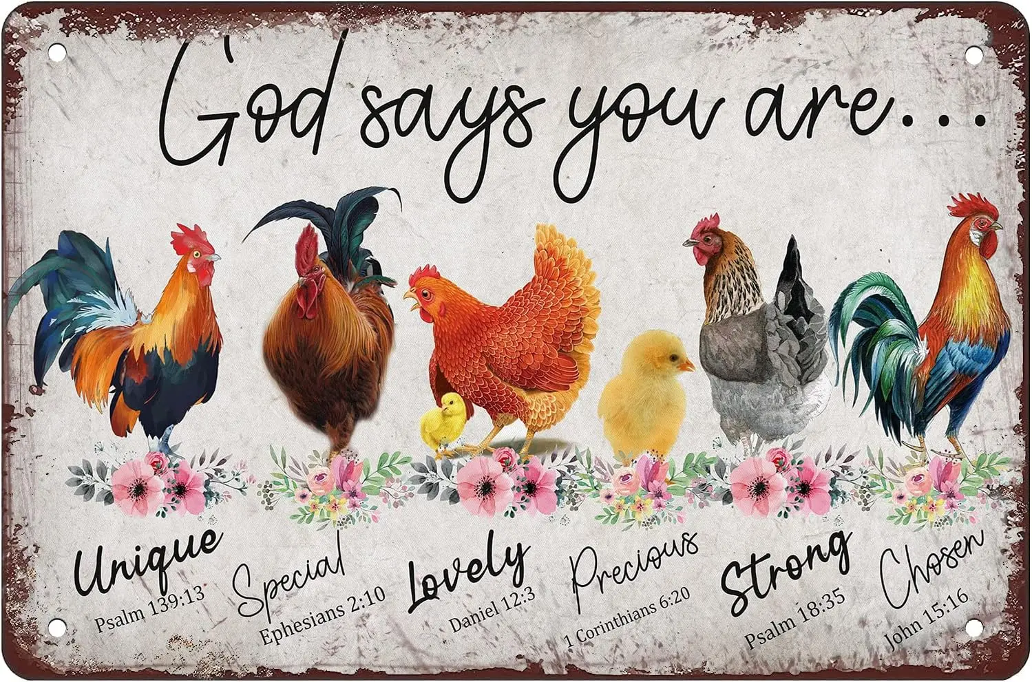 Y1,God Says You Are Vintage Metal Tin Sign Chicken Accessories Funny Decor Farmhouse Wall