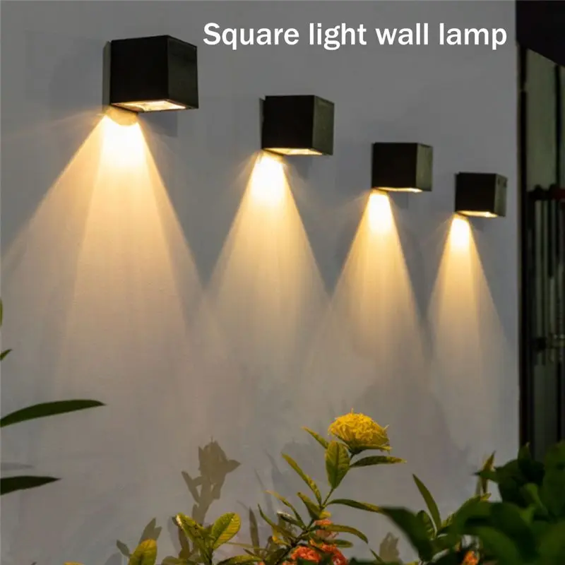 Solar Light -Outdoor Garden Square Wall Lamp Sunlight Sensor Waterproof Courtyard Yard Balcony Fence Decoration Lamp-AA26